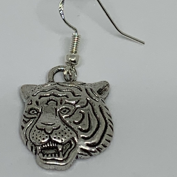 Alloy Tiger & 925 Sterling Silver Hook Earrings - Picture 2 of 2